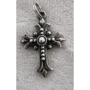 Silverplate Fleur De Lis Cross Pendant 1/2 " X 1"